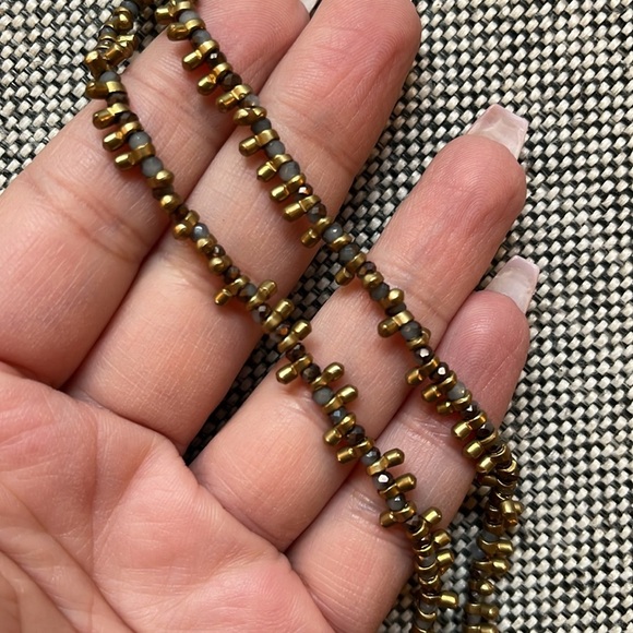 ✨ Unique Boho Gem and Antique Gold Statement Necklace ✨ 25” - Picture 9 of 13